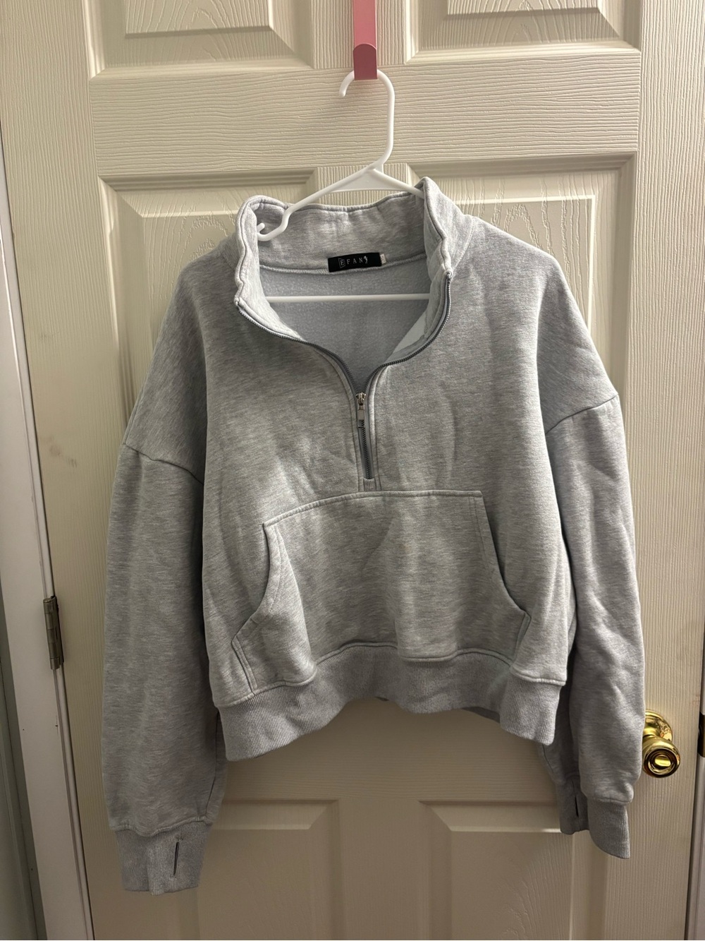 Light Gray Half-Zip Pullover Sweatshirt XL